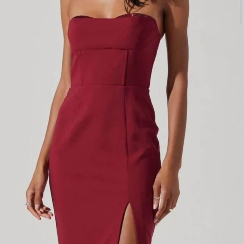 Astr Strapless Red Dress